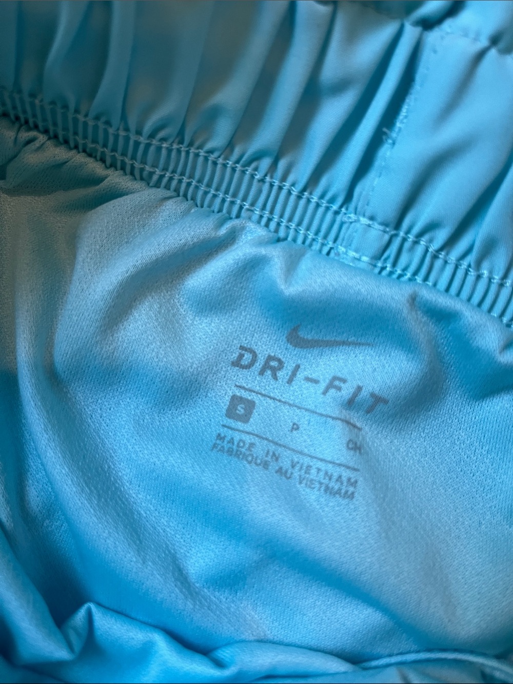 Nike Women's Running Shorts —Light Blue with Yellow & Olive Green with Blue Trim - Picture 3 of 5